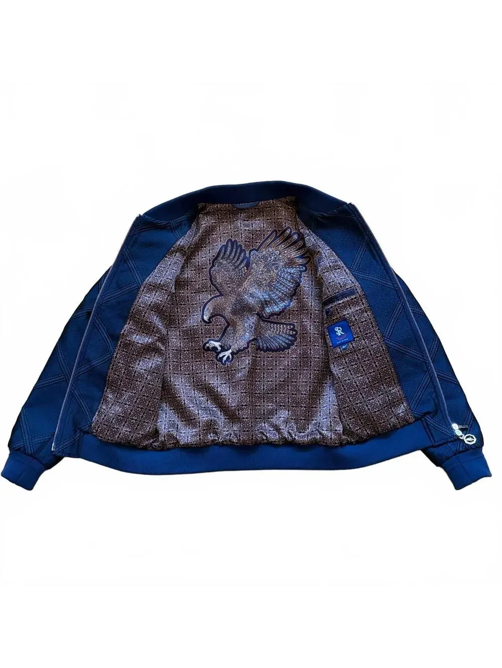 Stefano Ricci SR Junior Eagle Silk Lined Bomber Jacket Italy Navy Blue Youth 10Y